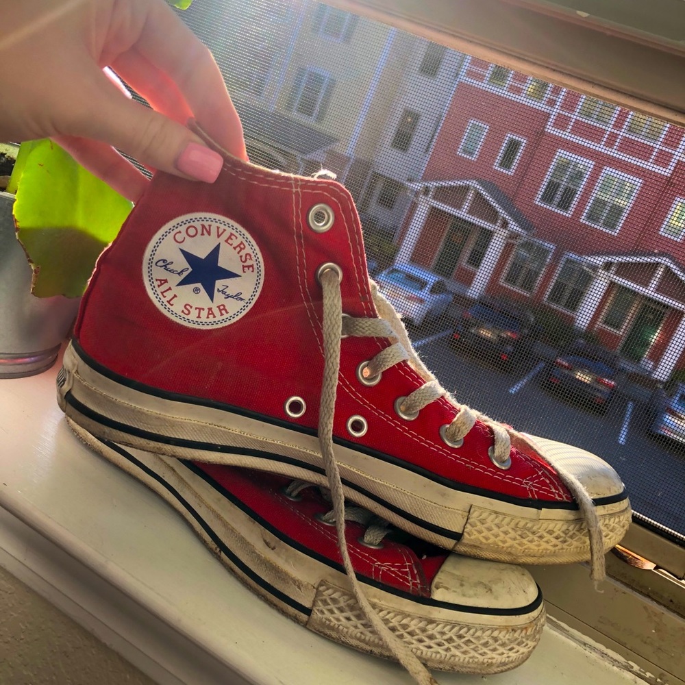 Red high top converse